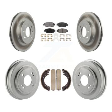 Front Rear Coated Disc Brake Rotor Semi-Metallic Pad And Drum Kit For 2007-2008 Honda Fit KGF-102398