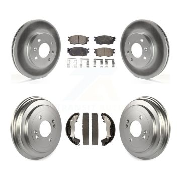 Front Rear Coated Brake Rotors Semi-Metallic Pad Drum Kit For Hyundai Accent Kia Rio Rio5 KGF-102407