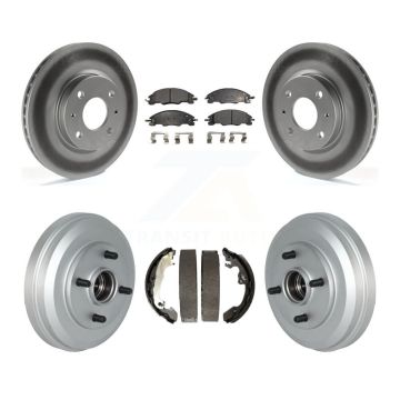 Front Rear Coated Disc Brake Rotors Semi-Metallic Pad & Drum Kit For 2009-2011 Ford Focus KGF-102408