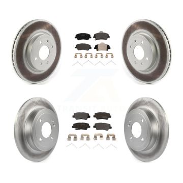 Front Rear Coated Disc Brake Rotors And Semi-Metallic Pads Kit For Kia Rio Hyundai Accent KGF-102424