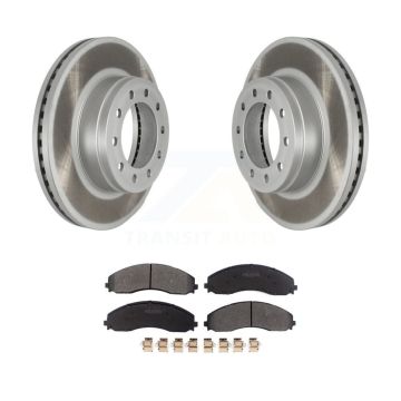 Front Coated Disc Brake Rotor Semi-Metallic Pad Kit For Ford F-450 Super Duty F-550 F-600 KGF-102433