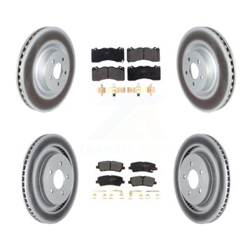Front Rear Coated Disc Brake Rotors And Semi-Metallic Pads Kit For Ford Mustang KGF-102466