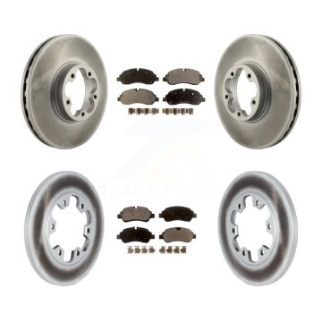 Front Rear Coated Disc Brake Rotors And Semi-Metallic Pads Kit For Ford Transit-350 HD KGF-102493