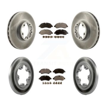 Front Rear Coated Disc Brake Rotors And Semi-Metallic Pads Kit For Ford Transit-350 HD KGF-102494