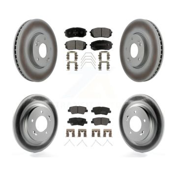 Front Rear Coated Disc Brake Rotors And Semi-Metallic Pads Kit For 2017-2019 Kia Soul EV KGF-102503