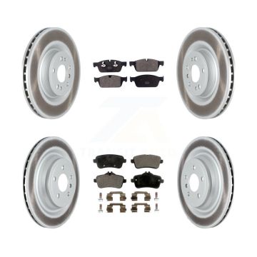 Front Rear Coated Disc Brake Rotor & Semi-Metallic Pad Kit For 2017 Mercedes-Benz GLS350d KGF-102507