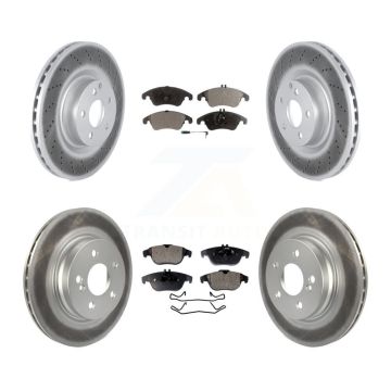 Front Rear Coat Brake Rotors Semi-Metallic Pad Kit For 2010-2011 Mercedes-Benz E550 Coupe KGF-102509