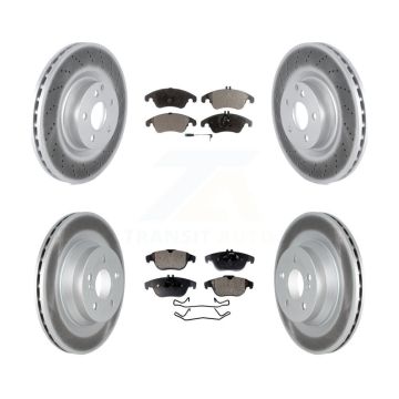 Front Rear Coat Brake Rotors Semi-Metallic Pad Kit For 2010-2011 Mercedes-Benz E550 Coupe KGF-102510