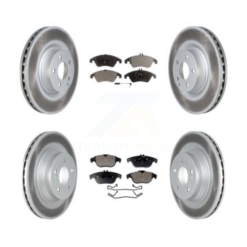 Front Rear Coat Brake Rotors Semi-Metallic Pad Kit For 2010-2011 Mercedes-Benz E550 Coupe KGF-102512