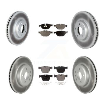 Front Rear Coat Brake Rotor Semi-Metallic Pad Kit (6Pc) For BMW 535i GT xDrive 740Li 740i KGF-102552