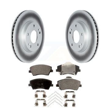 Front Coated Disc Brake Rotors Semi-Metallic Pad Kit For 2017-2022 Hyundai Ioniq Kia Niro KGF-102562