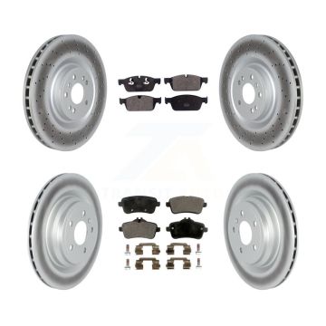 Front Rear Coated Disc Brake Rotors And Semi-Metallic Pads Kit For Mercedes-Benz GLE550e KGF-102583