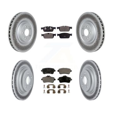 Front Rear Coated Disc Brake Rotors And Semi-Metallic Pads Kit For Mercedes-Benz GLE550e KGF-102584