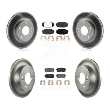 Front Rear Coated Disc Brake Rotors And Semi-Metallic Pad Kit For Hyundai Kona Kia Seltos KGF-102623
