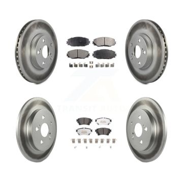 Front Rear Coated Disc Brake Rotor And Semi-Metallic Pad Kit For 2019 Toyota Corolla 1.8L KGF-102629