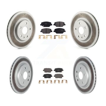 Front Rear Coated Disc Brake Rotors And Semi-Metallic Pads Kit For 2019 Cadillac XT4 KGF-102630