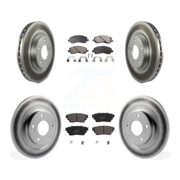 Front Rear Coated Disc Brake Rotors And Semi-Metallic Pads Kit For Mitsubishi Outlander KGF-102633
