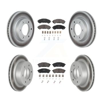 Front Rear Coated Disc Brake Rotors And Semi-Metallic Pads Kit For 2019-2023 Ford Ranger KGF-102697