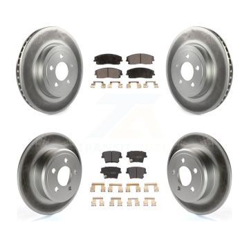Front Rear Coated Brake Rotor Semi-Metallic Pad Kit For 15-18 Dodge Charger RWD with 3.6L KGF-102700