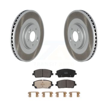 Front Coated Disc Brake Rotors & Semi-Metallic Pad Kit For Hyundai Palisade Kia Telluride KGF-102719