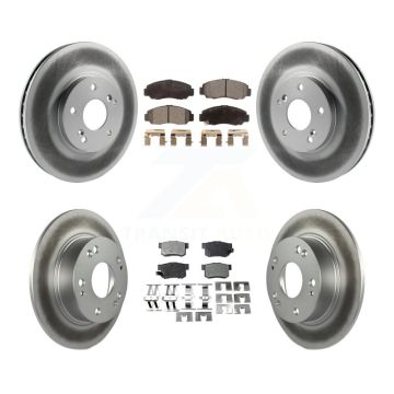 Front Rear Coated Disc Brake Rotors And Semi-Metallic Pads Kit For Honda Accord KGF-102722