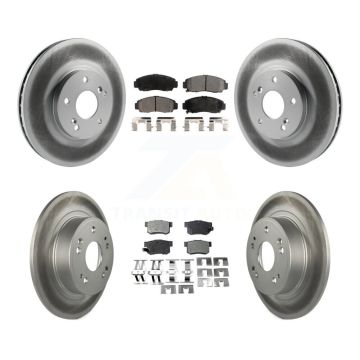 Front Rear Coated Disc Brake Rotors And Semi-Metallic Pads Kit For Honda Accord KGF-102724