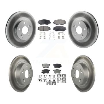Front Rear Coated Disc Brake Rotors And Semi-Metallic Pads Kit For Honda Accord KGF-102725