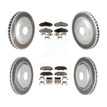 Front Rear Coated Disc Brake Rotors And Semi-Metallic Pads Kit (6Pc) For Cadillac XLR KGF-102737