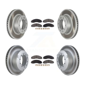 Front Rear Coated Brake Rotor Semi-Metallic Pad Kit For Ford F-450 Super Duty F-550 F-600 KGF-102752
