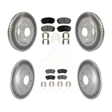 Front Rear Coated Disc Brake Rotors And Semi-Metallic Pad Kit For Hyundai Kona Kia Seltos KGF-102755