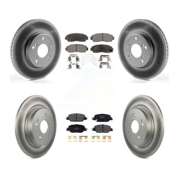 Front Rear Coated Disc Brake Rotors And Semi-Metallic Pads Kit For Honda CR-V KGF-102756