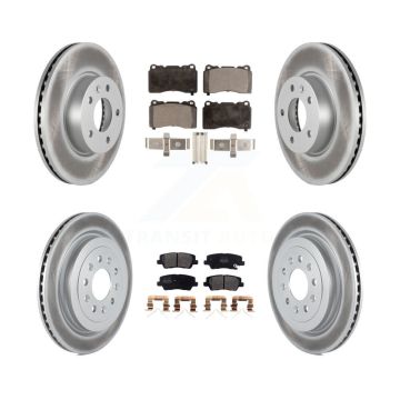 Front Rear Coated Disc Brake Rotors And Semi-Metallic Pads Kit For 2019 Cadillac ATS Base KGF-102762