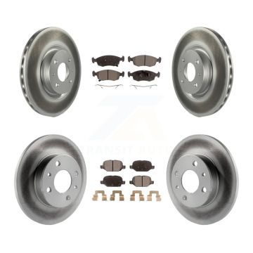Front Rear Coated Disc Brake Rotors And Semi-Metallic Pads Kit For Fiat 500 KGF-102763