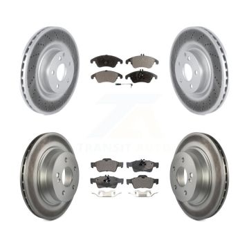 Front Rear Coat Brake Rotors Semi-Metallic Pad Kit For 2015-2016 Mercedes-Benz E400 Sedan KGF-102764