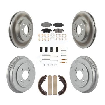 Front Rear Coated Disc Brake Rotors Semi-Metallic Pads And Drum Kit (7Pc) For Honda Civic KGF-102780