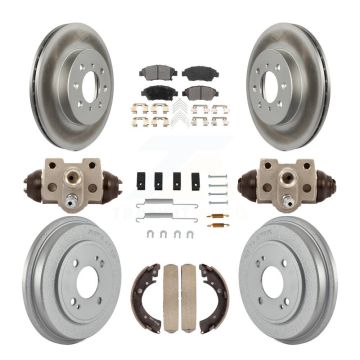 Front Rear Coated Disc Brake Rotors Semi-Metallic Pads And Drum Kit (9Pc) For Honda Civic KGF-102782