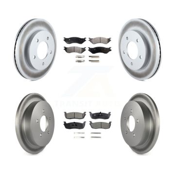 Front Rear Coated Disc Brake Rotor Semi-Metallic Pad Kit For 2004 Ford F-150 Heritage 4WD KGF-102837