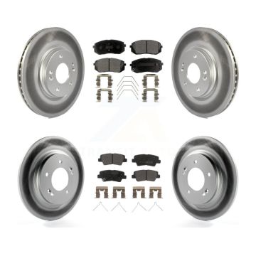 Front Rear Coated Disc Brake Rotors And Semi-Metallic Pads Kit For Hyundai Elantra GT KGF-102856