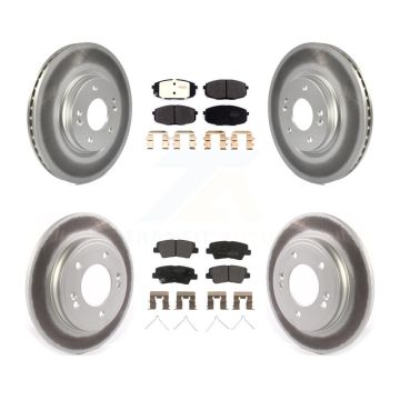 Front Rear Coated Disc Brake Rotors And Semi-Metallic Pads Kit For 2020 Kia Forte 1.6L KGF-102859