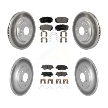 Front Rear Coated Disc Brake Rotor & Semi-Metallic Pad Kit For 2022-2023 Hyundai Kona AWD KGF-102862
