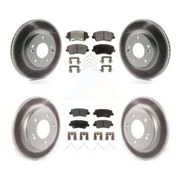 Front Rear Coated Disc Brake Rotors And Semi-Metallic Pads Kit For Hyundai Veloster KGF-102865
