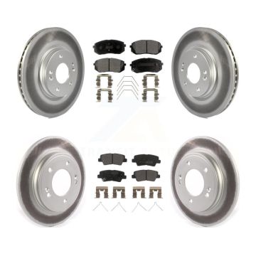 Front Rear Coated Disc Brake Rotor & Semi-Metallic Pad Kit For Kia Forte Hyundai Veloster KGF-102866