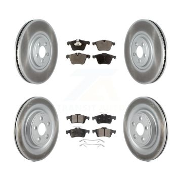 Front Rear Coated Disc Brake Rotors And Semi-Metallic Pads Kit For Jaguar XF KGF-102868