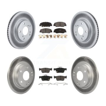 Front Rear Coated Disc Brake Rotors And Semi-Metallic Pads Kit For Honda Civic KGF-102869
