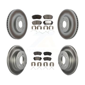 Front Rear Coated Disc Brake Rotors And Semi-Metallic Pads Kit For Hyundai Sonata KGF-102878
