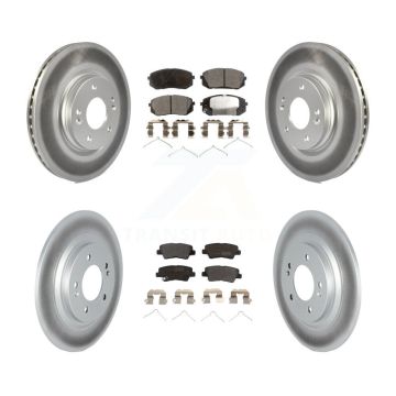 Front Rear Coated Disc Brake Rotors And Semi-Metallic Pads Kit For 2019 Kia Niro EV KGF-102881