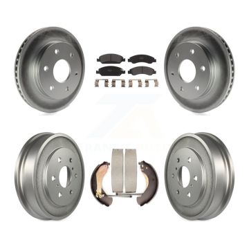 Front Rear Coated Disc Brake Rotors Semi-Metallic Pads And Drum Kit For GMC Sierra 1500 KGF-102894