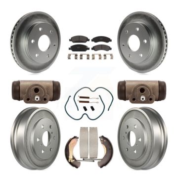 Front Rear Coated Disc Brake Rotor Semi-Metallic Pad & Drum Kit (9Pc) For GMC Sierra 1500 KGF-102895