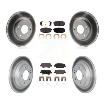Front Rear Coated Brake Rotor & Semi-Metallic Pad Kit For 2022 Hyundai Kona FWD with 1.6L KGF-102916