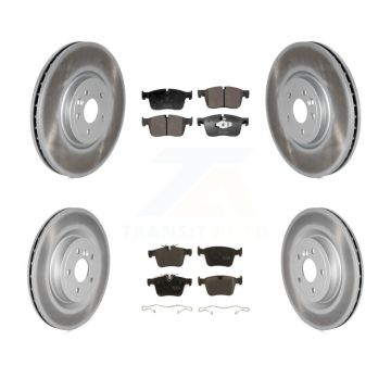 Front Rear Coated Disc Brake Rotors And Semi-Metallic Pads Kit For Jaguar XE XF KGF-102936